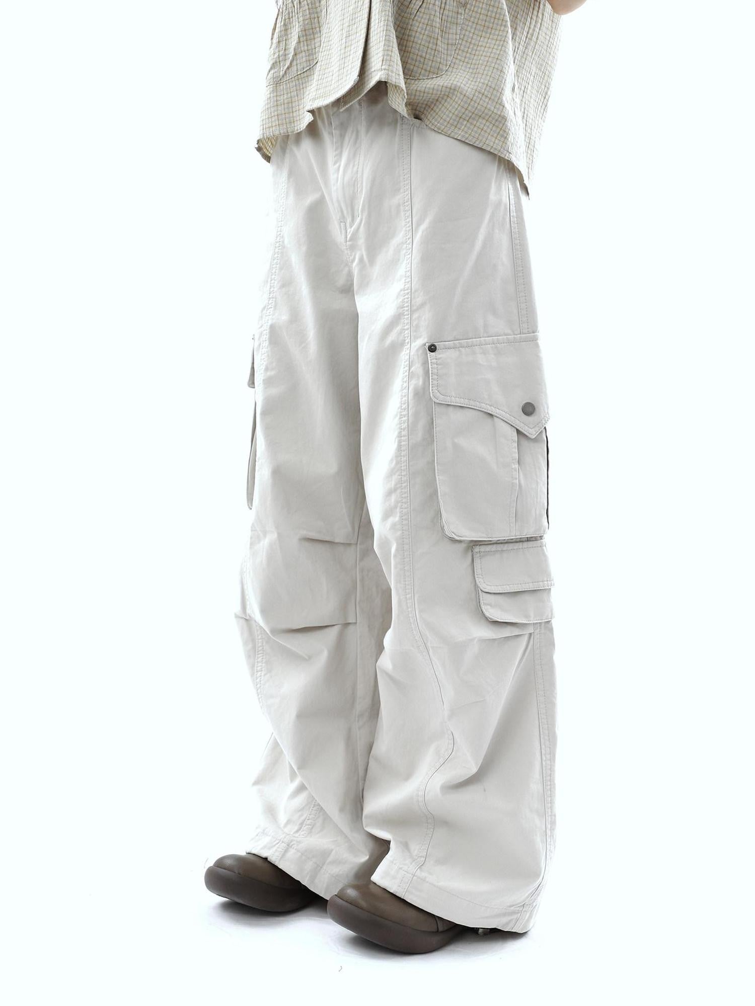 ang project Vintage Pleated Cargo Multi Pocket Women&