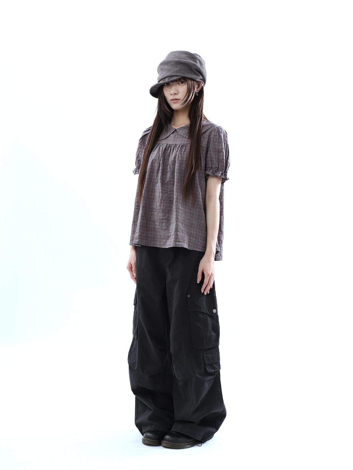 ang project Vintage Pleated Cargo Multi Pocket Women&