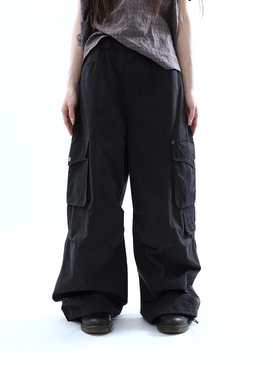 ang project Vintage Pleated Cargo Multi Pocket Women&