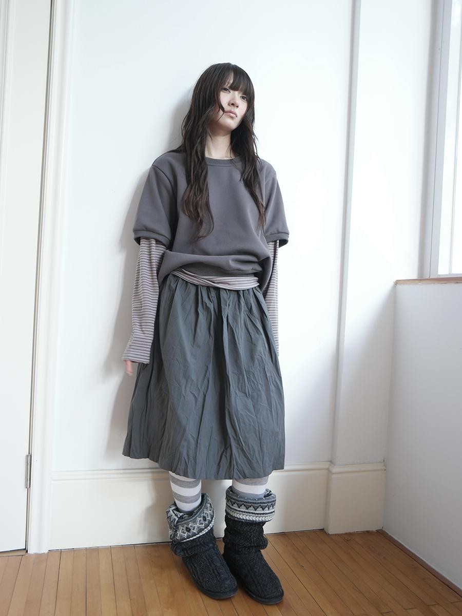 ang project Vintage Pleated Elastic Waist A Line Women&