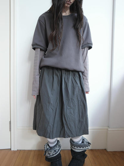 ang project Vintage Pleated Elastic Waist A Line Women&