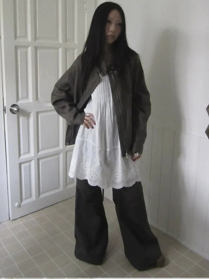 Vintage Pleated Lace Slip Dress Dresses