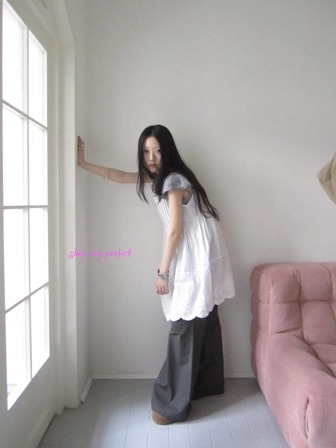 ang project Vintage Pleated Lace Slip Dress Dresses