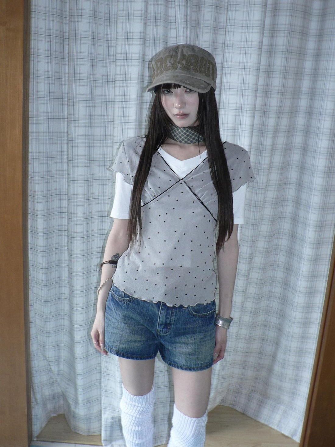 ang project Vintage Polka Dot Patchwork V-neck Women&