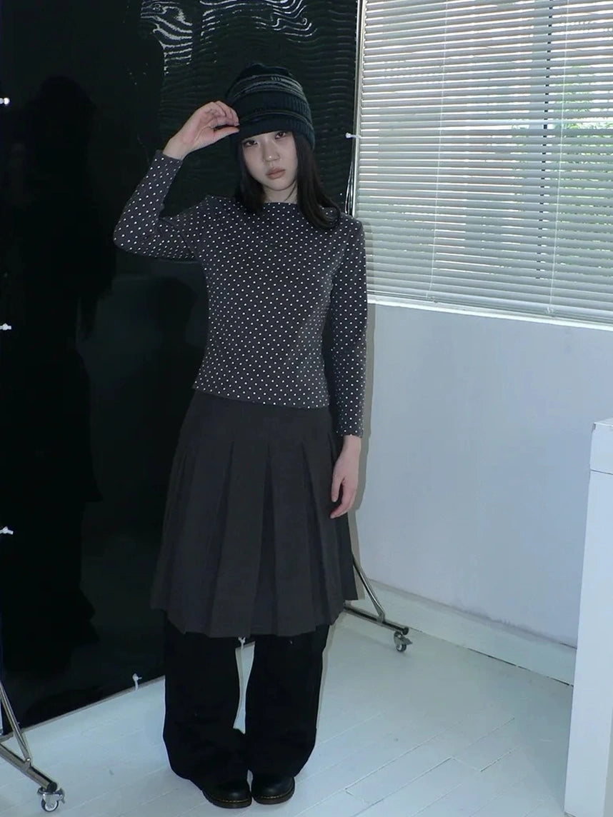 ang project Vintage Polka Dot Print Cropped T-shirt T-shirt