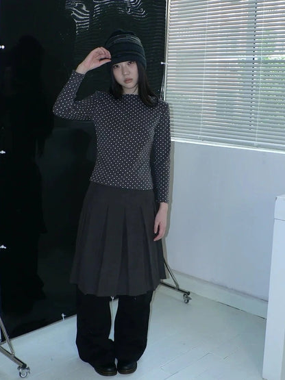 ang project Vintage Polka Dot Print Cropped T-shirt T-shirt