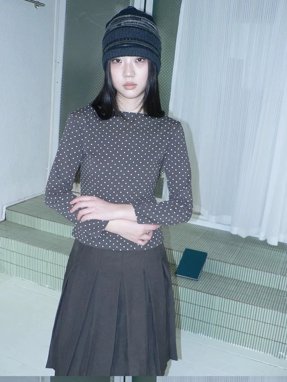 ang project Vintage Polka Dot Print Cropped T-shirt T-shirt