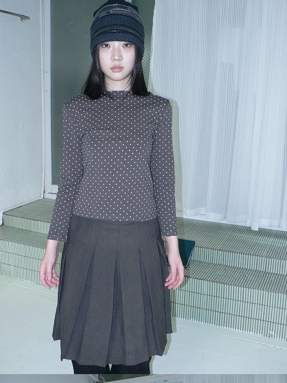 ang project Vintage Polka Dot Print Cropped T-shirt T-shirt