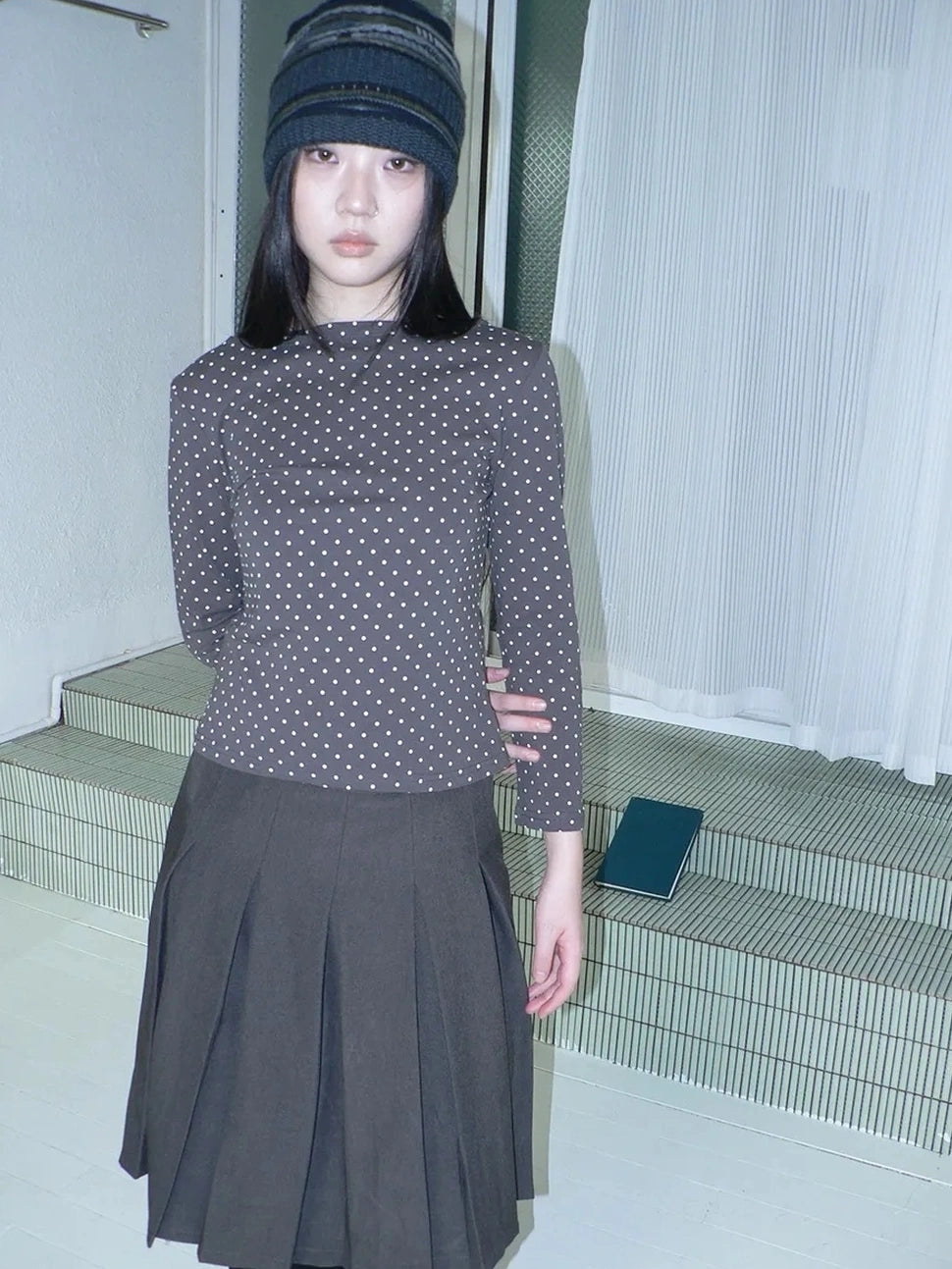 ang project Vintage Polka Dot Print Cropped T-shirt T-shirt