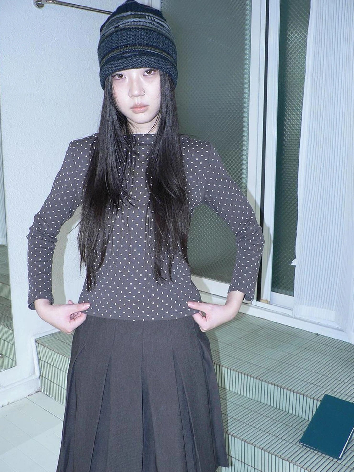 ang project Vintage Polka Dot Print Cropped T-shirt T-shirt