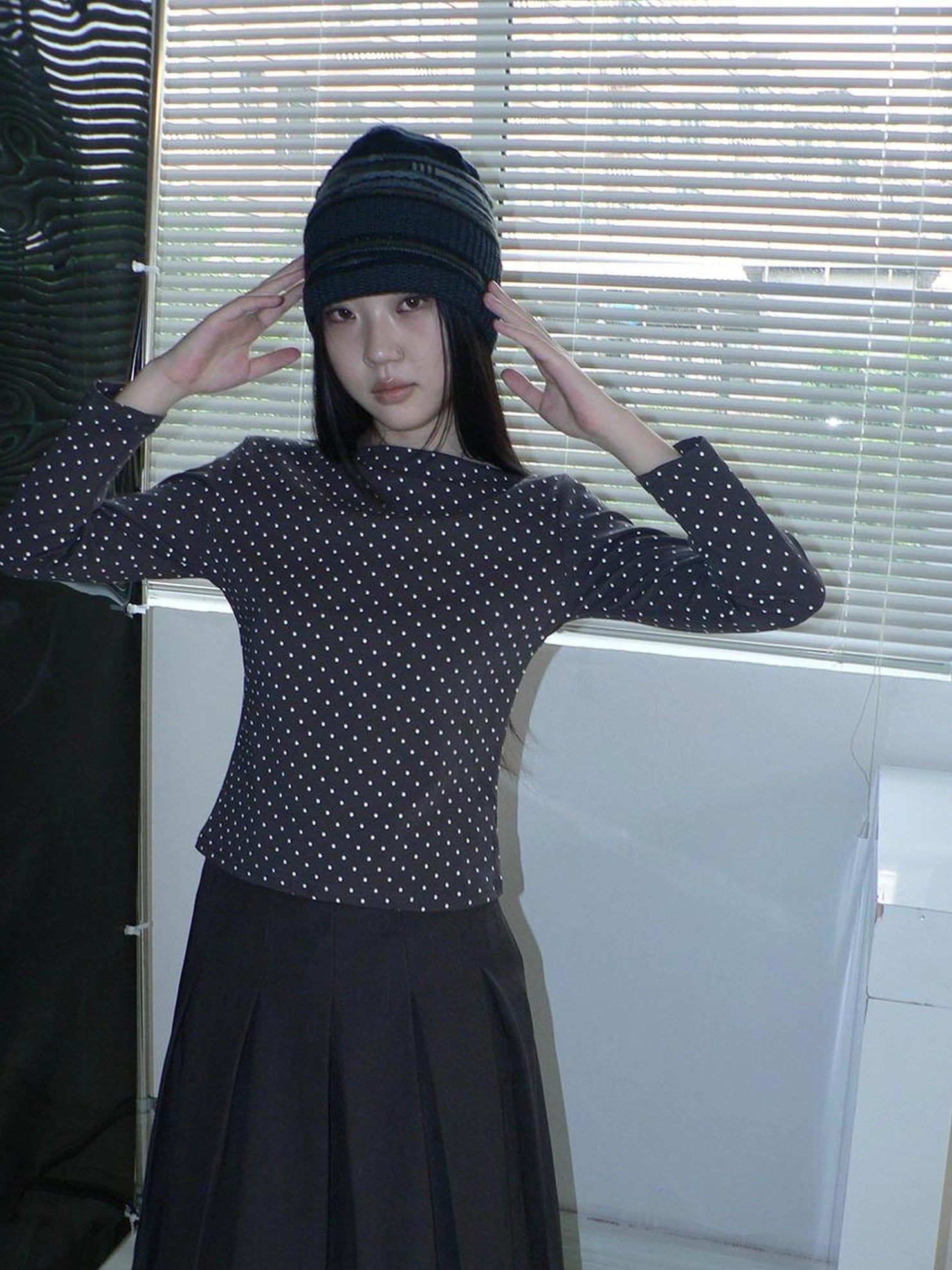 ang project Vintage Polka Dot Print Cropped T-shirt T-shirt