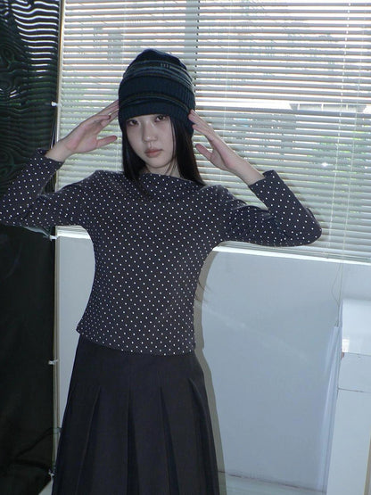 ang project Vintage Polka Dot Print Cropped T-shirt T-shirt