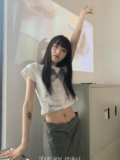 Updateang project Vintage Portrait Print Cropped Tee Summer 2022