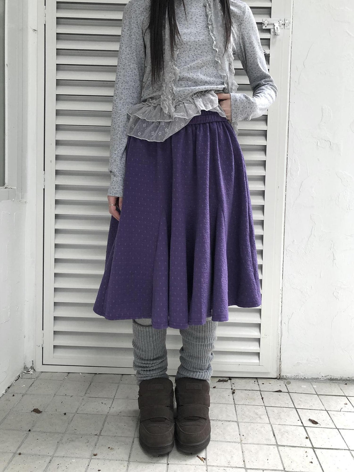 ang project Vintage Print Elastic Waist Loose A Line Women&