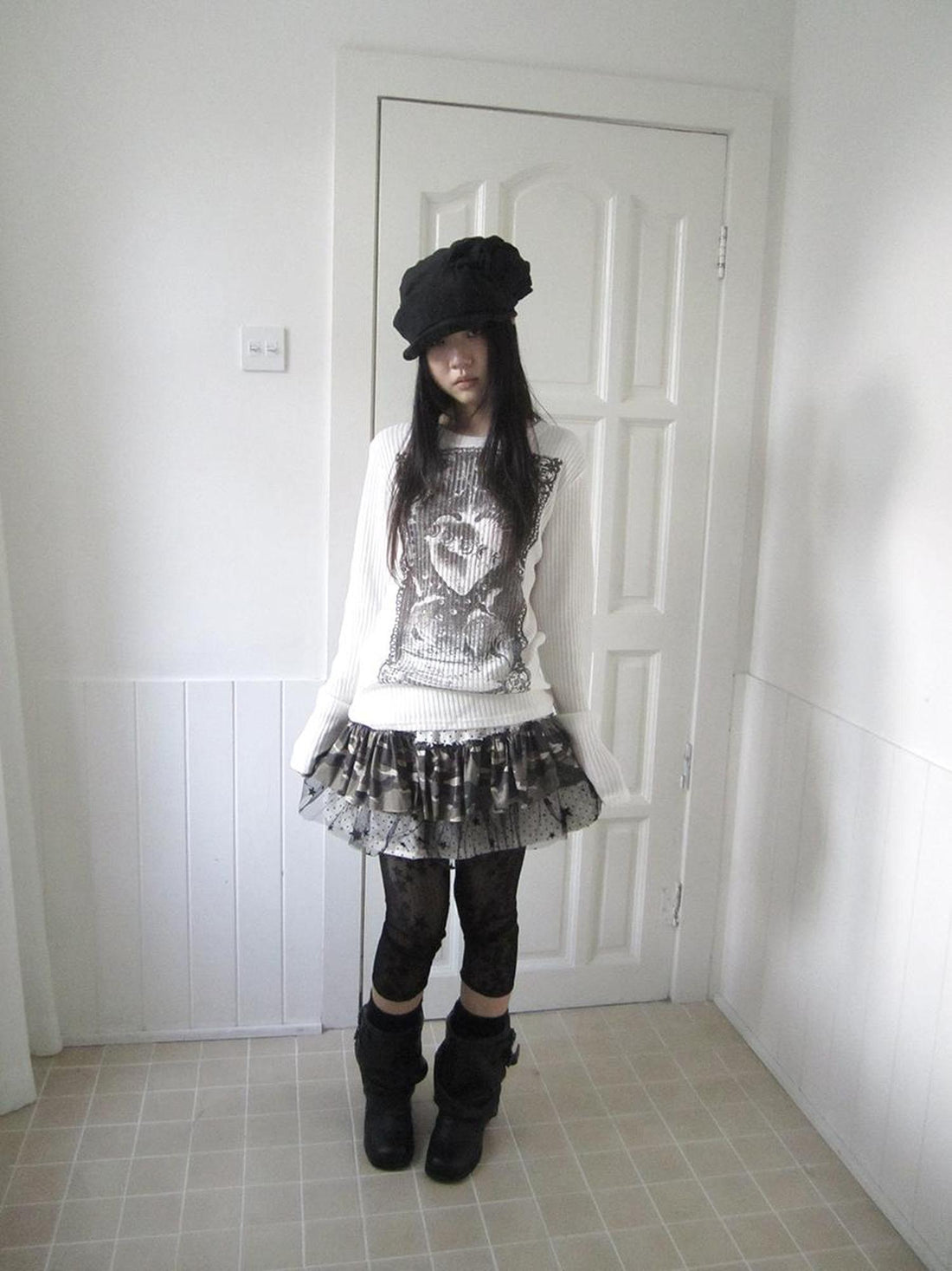 Updateang project Vintage Print Knit Sweater Long Sleeve Autumn Elastic