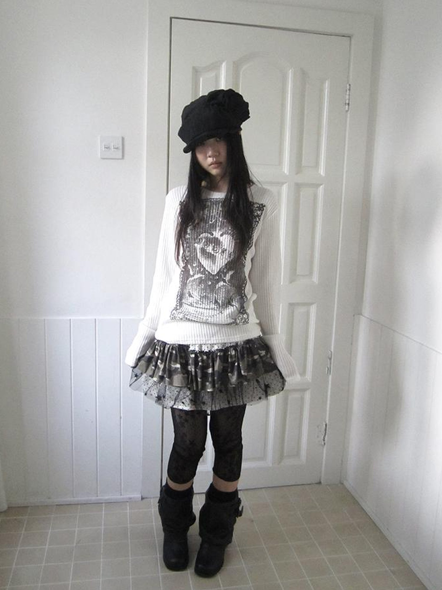 Updateang project Vintage Print Knit Sweater Long Sleeve Autumn Elastic