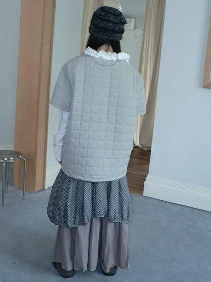 ang project Vintage Quilted Short Sleeve Cotton Jacket Padded Jacket