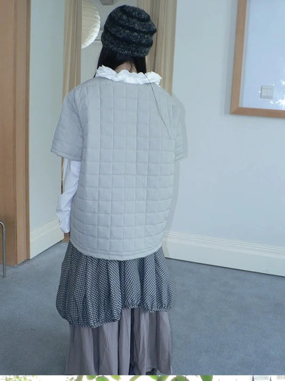 ang project Vintage Quilted Short Sleeve Cotton Jacket Padded Jacket