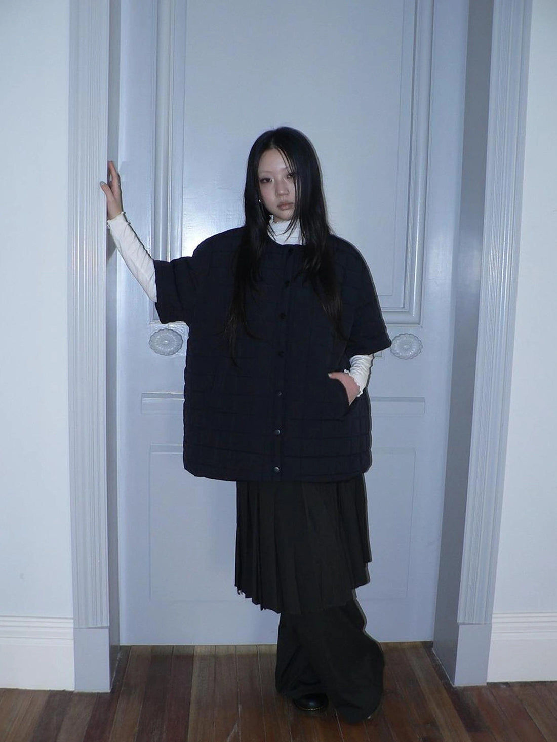 ang project Vintage Quilted Short Sleeve Cotton Jacket Padded Jacket