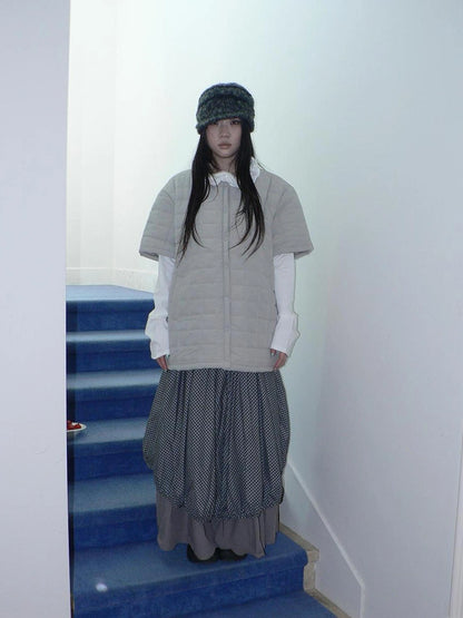 ang project Vintage Quilted Short Sleeve Cotton Jacket Padded Jacket