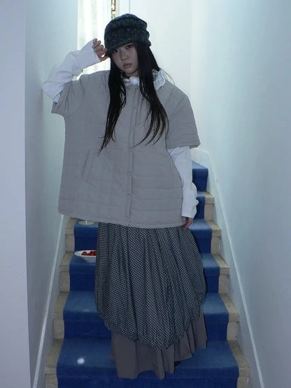 ang project Vintage Quilted Short Sleeve Cotton Jacket Padded Jacket