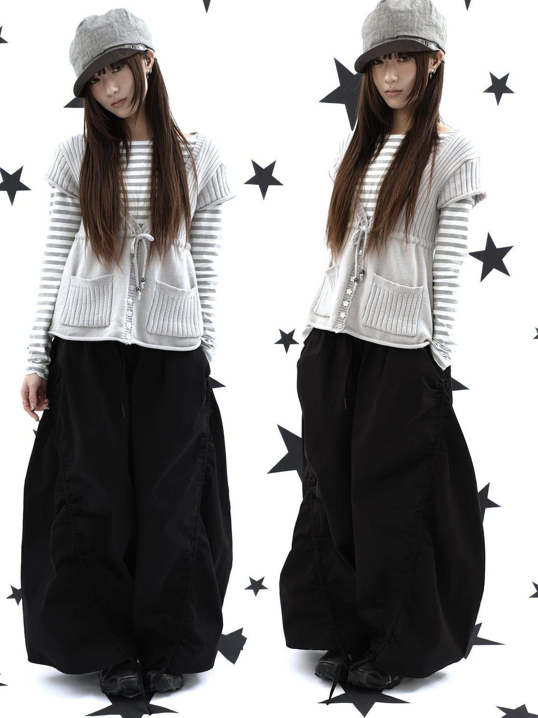 ang project Vintage Relaxed Pleated Elastic Waist Cropped Women&