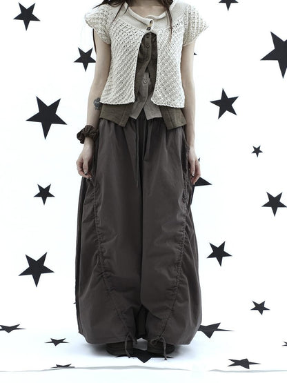 ang project Vintage Relaxed Pleated Elastic Waist Cropped Women&