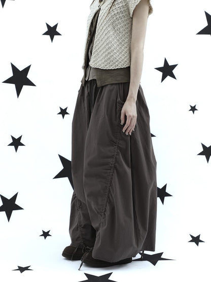 ang project Vintage Relaxed Pleated Elastic Waist Cropped Women&