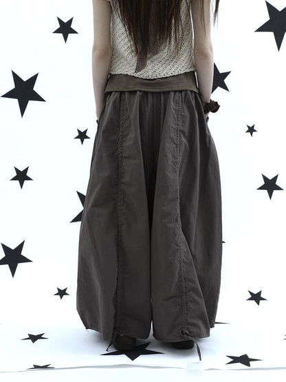 ang project Vintage Relaxed Pleated Elastic Waist Cropped Women&
