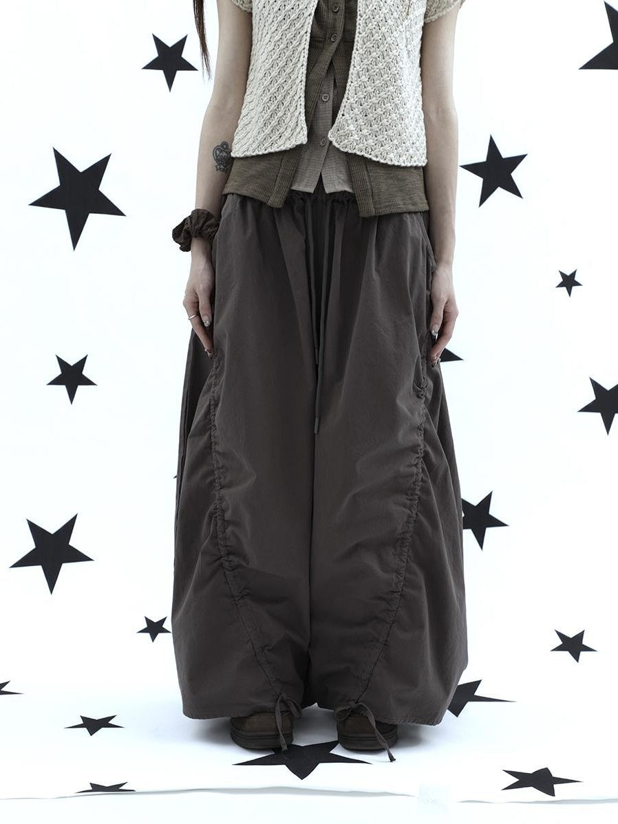 ang project Vintage Relaxed Pleated Elastic Waist Cropped Women&