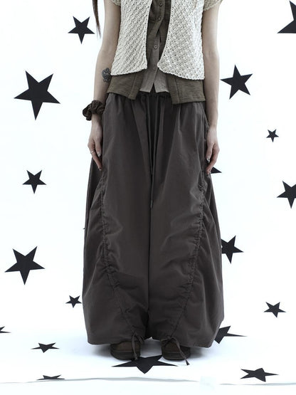 ang project Vintage Relaxed Pleated Elastic Waist Cropped Women&