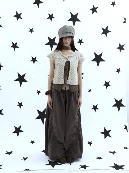 ang project Vintage Relaxed Pleated Elastic Waist Cropped Women&