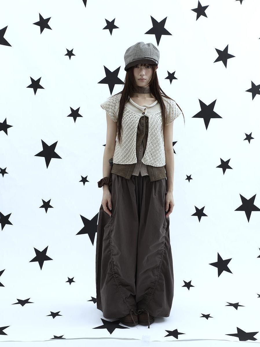 ang project Vintage Relaxed Pleated Elastic Waist Cropped Women&