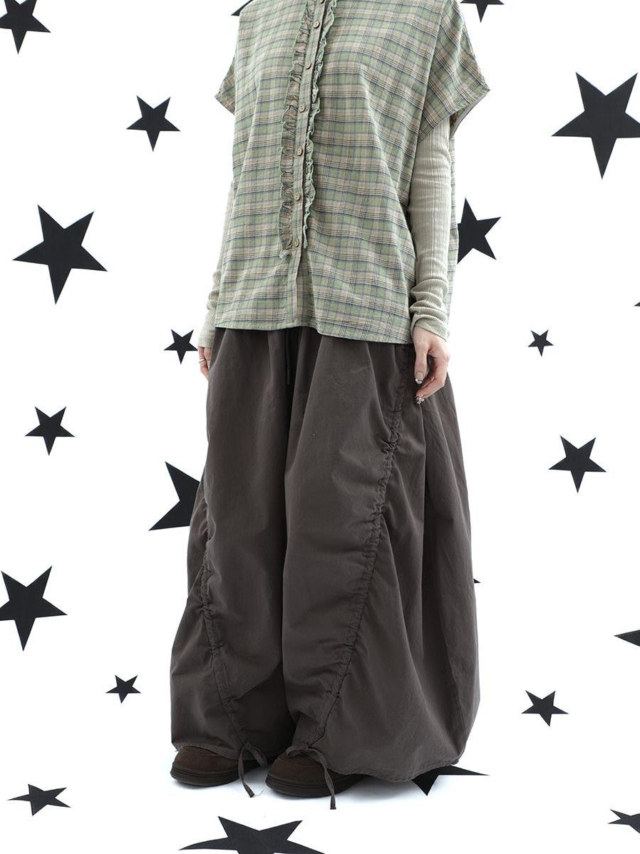 ang project Vintage Relaxed Pleated Elastic Waist Cropped Women&