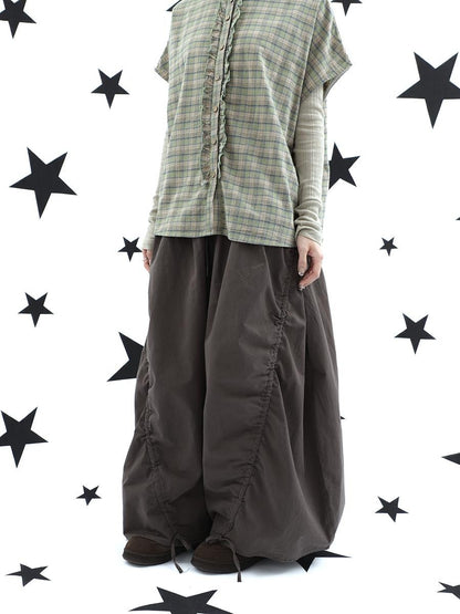 ang project Vintage Relaxed Pleated Elastic Waist Cropped Women&
