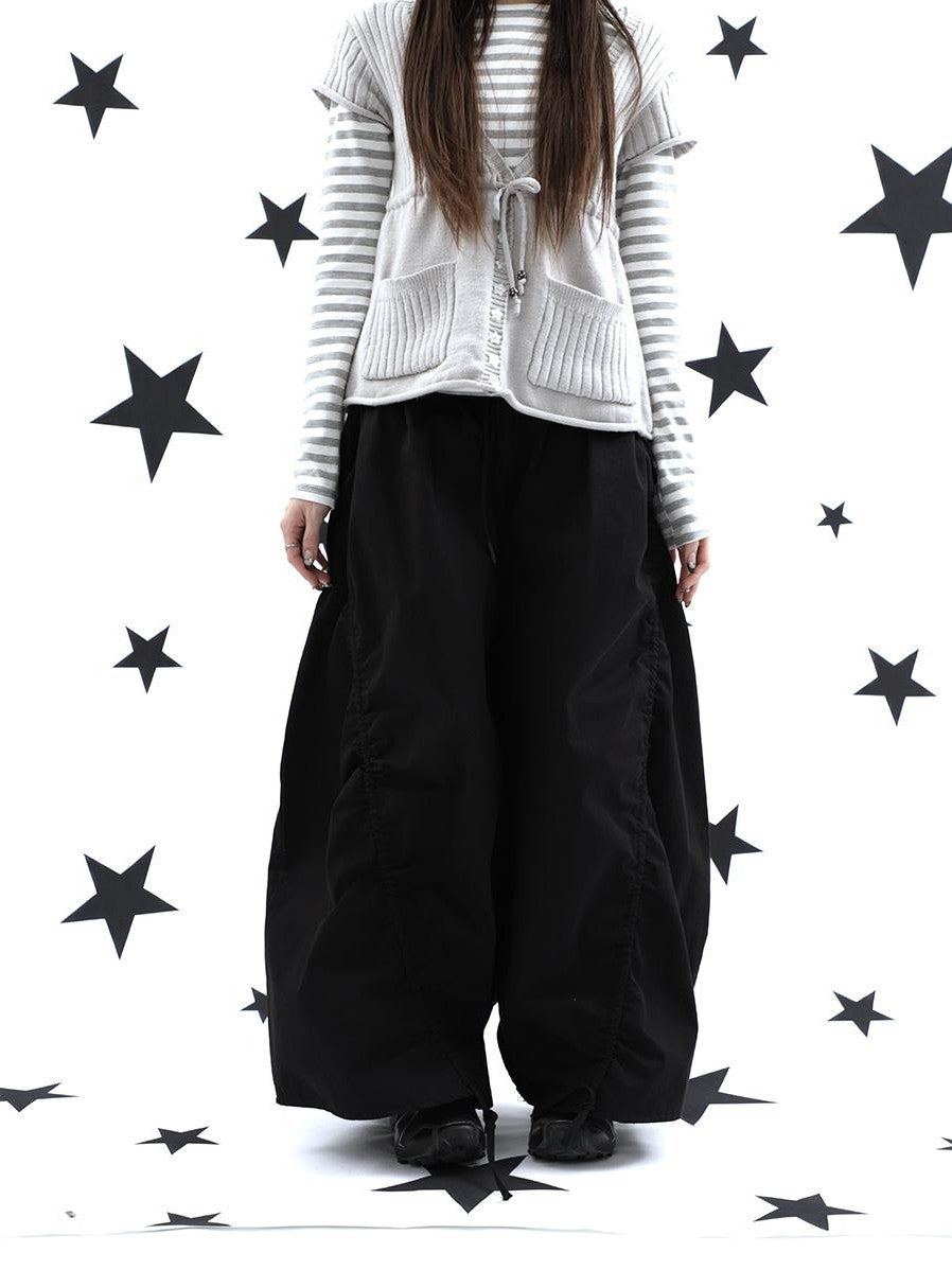 ang project Vintage Relaxed Pleated Elastic Waist Cropped Women&