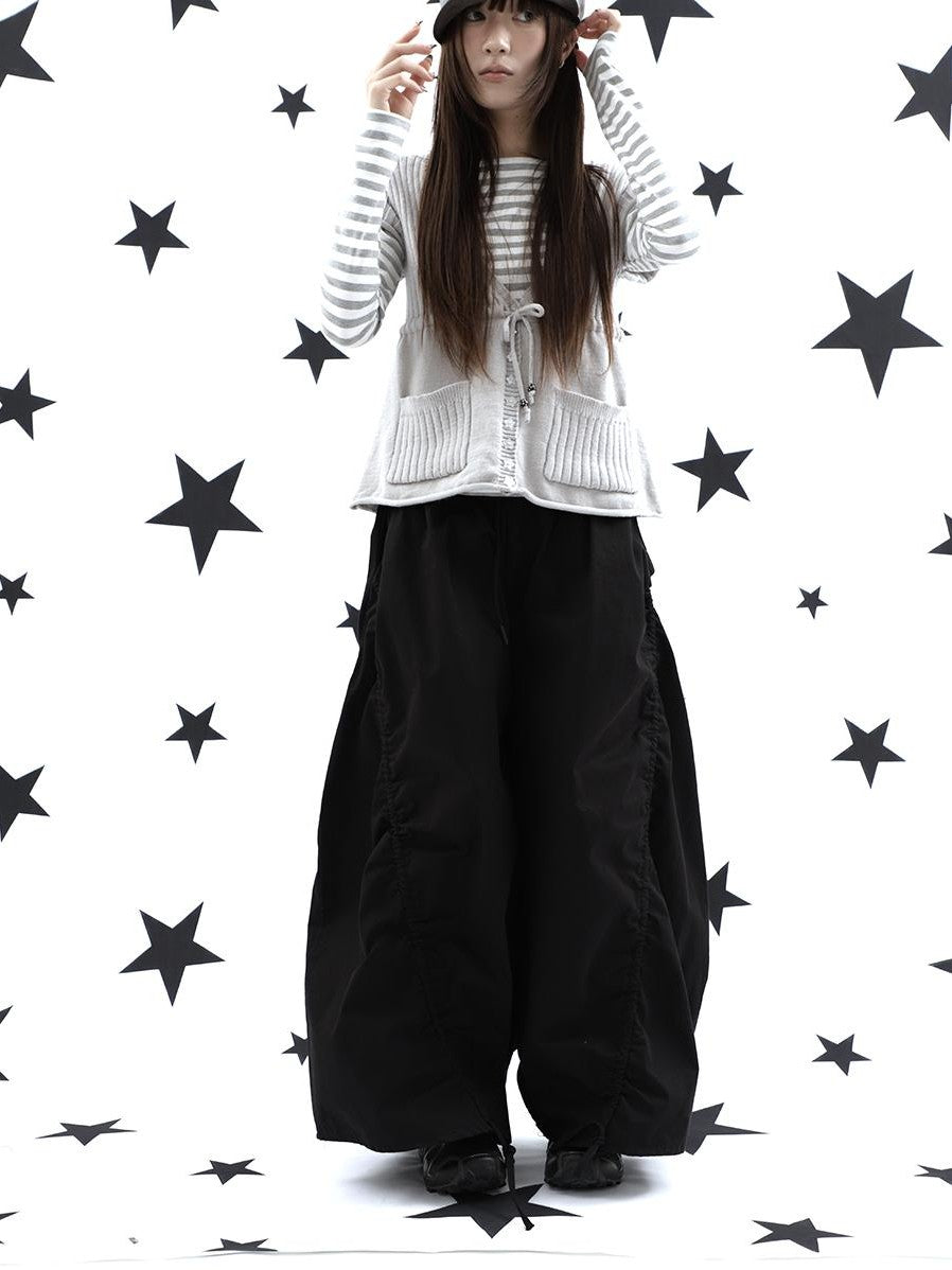 ang project Vintage Relaxed Pleated Elastic Waist Cropped Women&