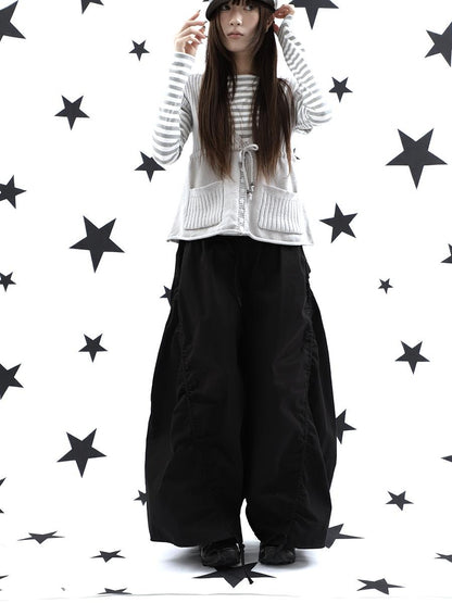 ang project Vintage Relaxed Pleated Elastic Waist Cropped Women&