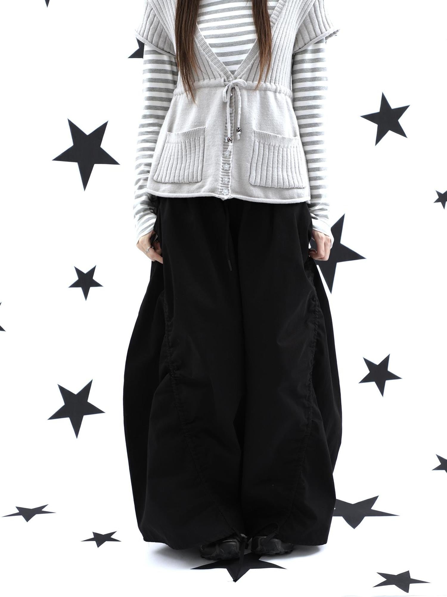 ang project Vintage Relaxed Pleated Elastic Waist Cropped Women&