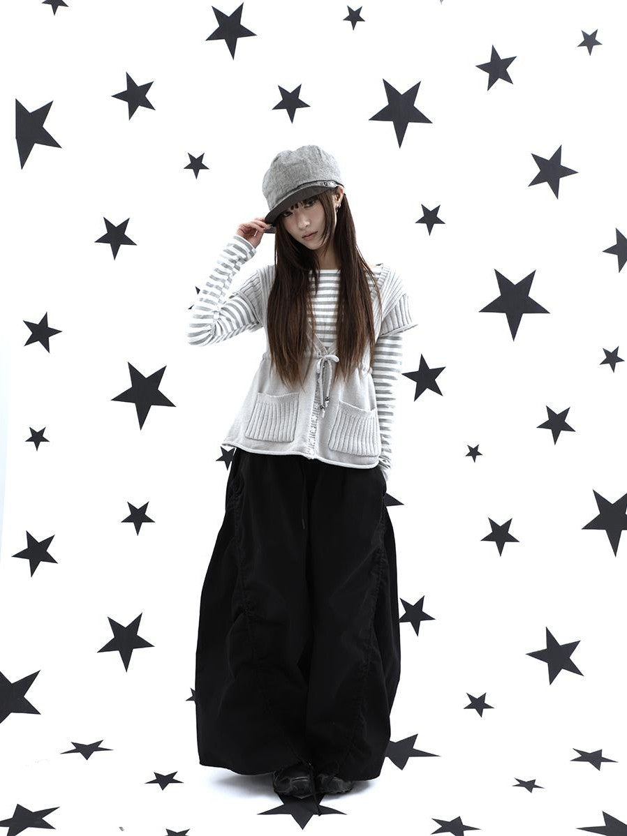 ang project Vintage Relaxed Pleated Elastic Waist Cropped Women&