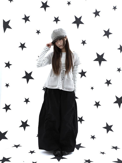 ang project Vintage Relaxed Pleated Elastic Waist Cropped Women&