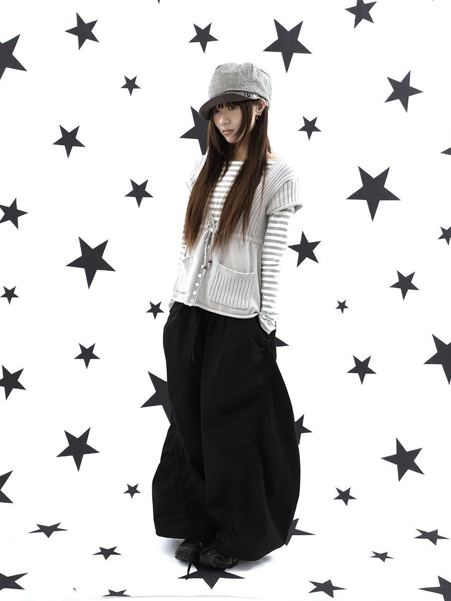 ang project Vintage Relaxed Pleated Elastic Waist Cropped Women&