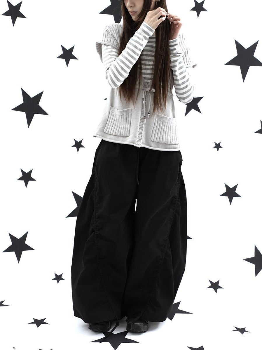 ang project Vintage Relaxed Pleated Elastic Waist Cropped Women&