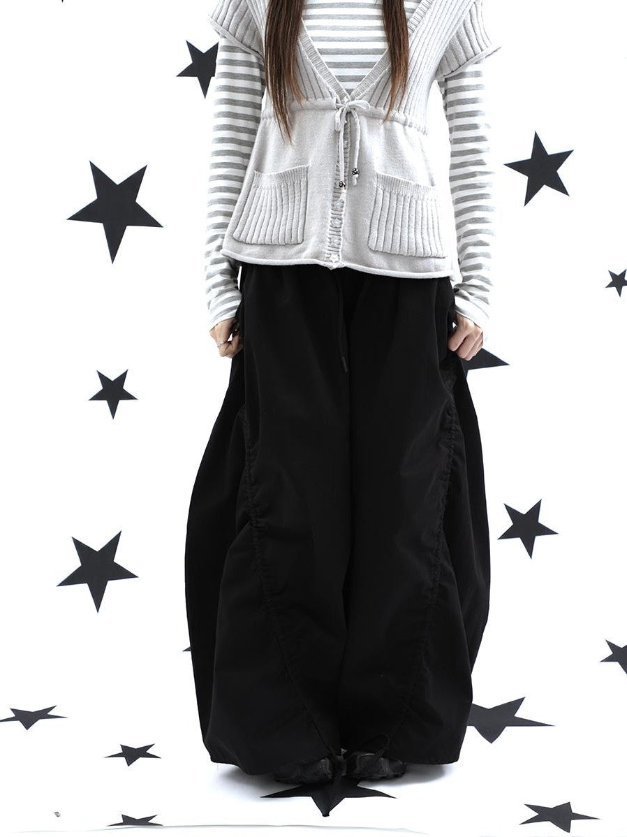 ang project Vintage Relaxed Pleated Elastic Waist Cropped Women&