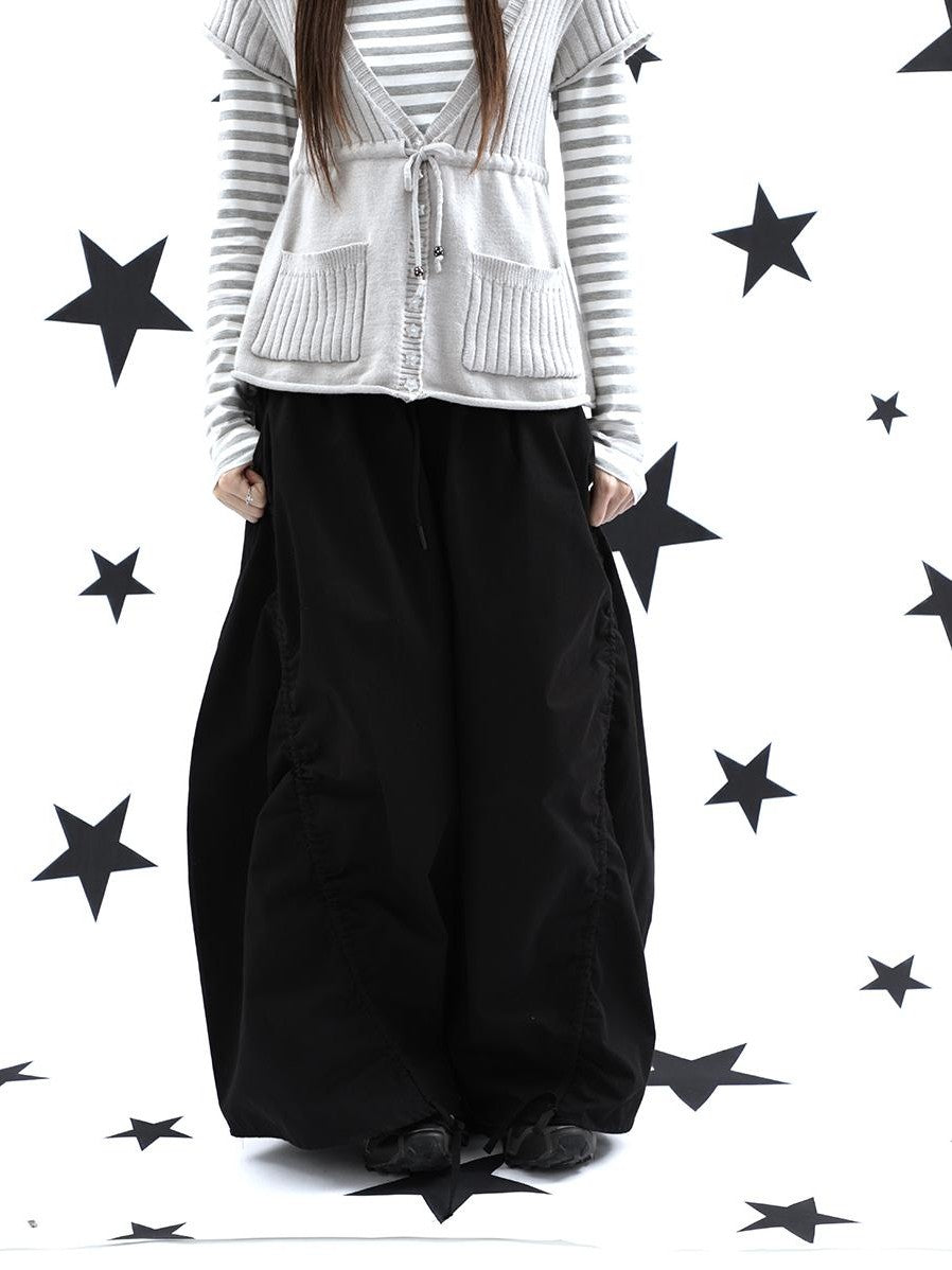 ang project Vintage Relaxed Pleated Elastic Waist Cropped Women&