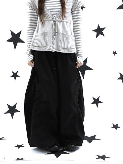 ang project Vintage Relaxed Pleated Elastic Waist Cropped Women&