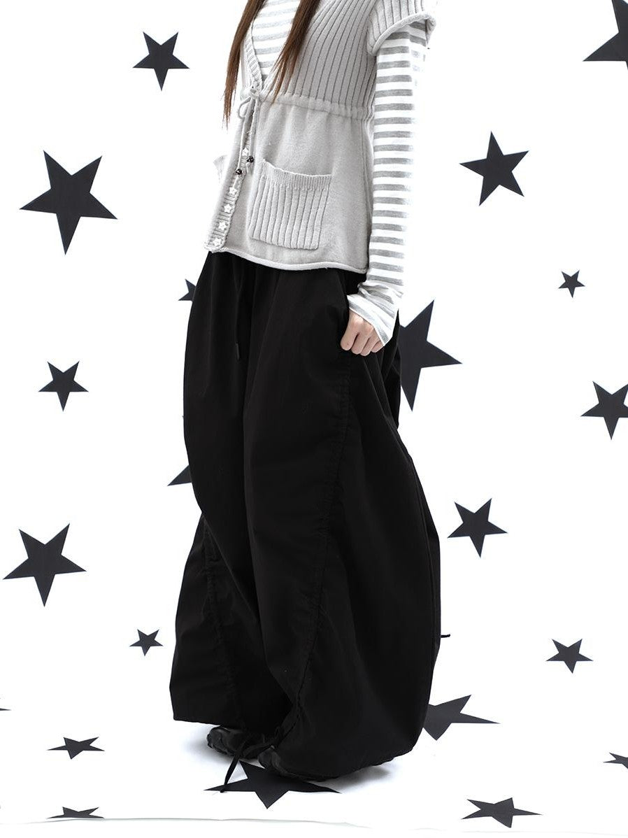 ang project Vintage Relaxed Pleated Elastic Waist Cropped Women&
