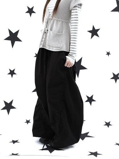 ang project Vintage Relaxed Pleated Elastic Waist Cropped Women&