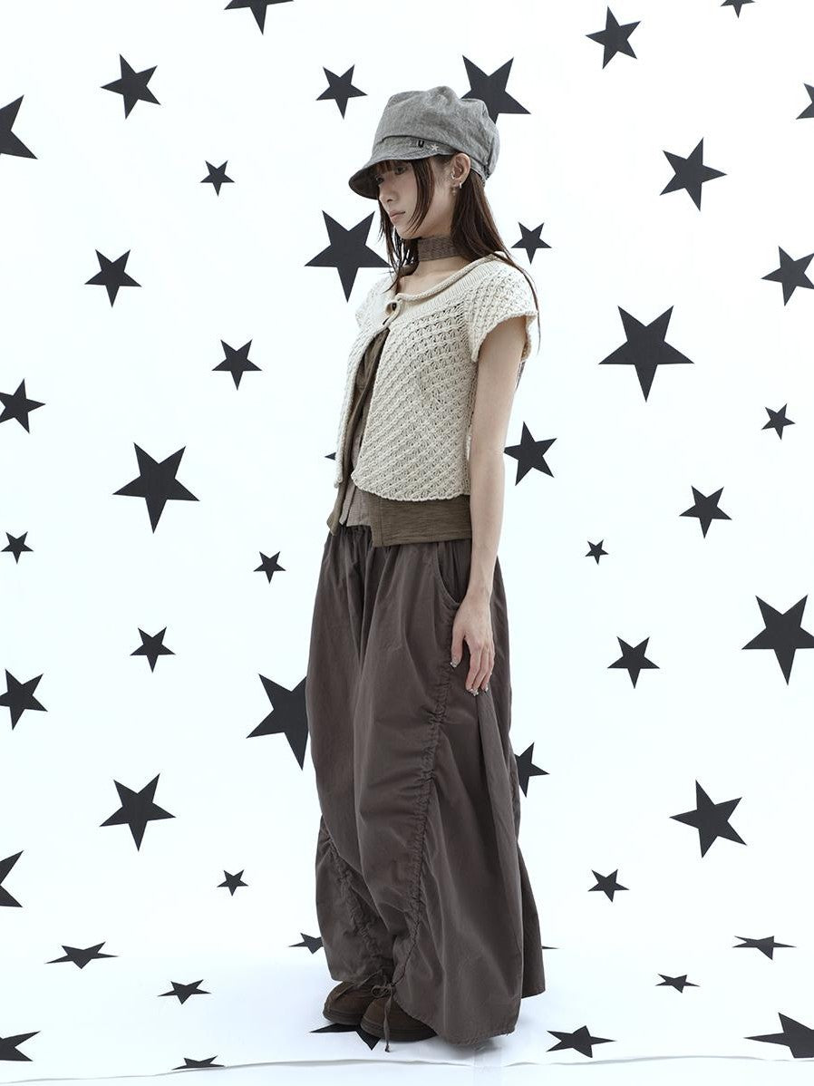ang project Vintage Relaxed Pleated Elastic Waist Cropped Women&