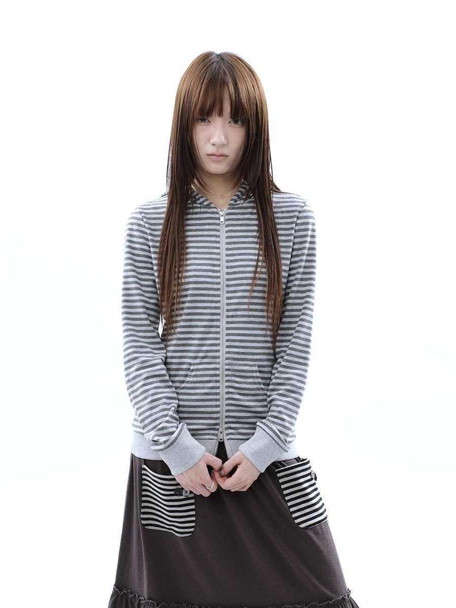 ang project Vintage Ribbed Striped Straight Fit Women&